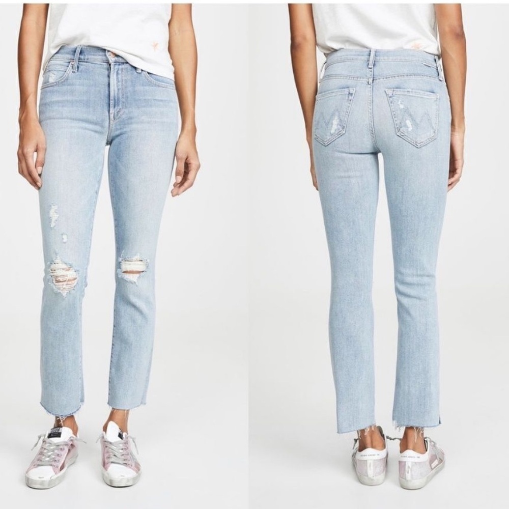MOTHER The Rascal Ankle Snippet Raw Hem Distressed Jean Size 27